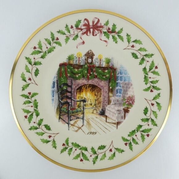 Lenox Annual Holiday Christmas Collectable Plate 1999 Cozy Fireplace - Picture 1 of 9